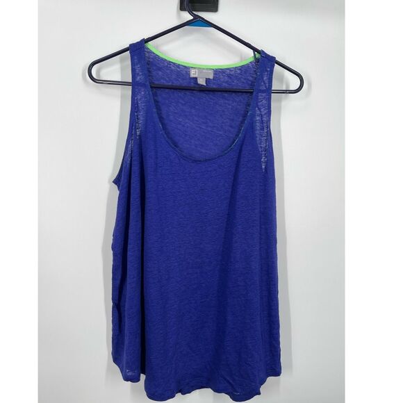 JCP size XL linen semi sheer purple lime green racer back tank top. - Picture 1 of 5